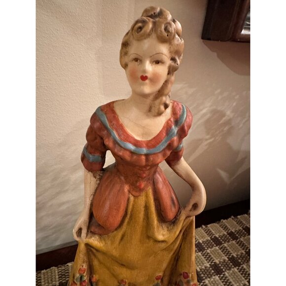 Vintage Chalkware Figurines Colonial Early American Man & Woman New Art Wares - Picture 6 of 13